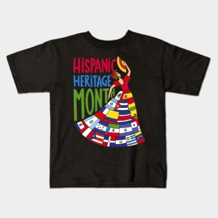 National Hispanic Heritage Month Celebration Flags Men Women Kids T-Shirt